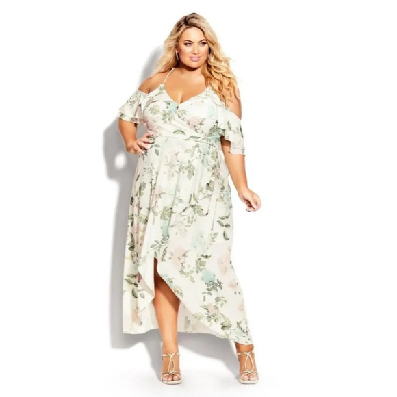 City Chic Tender Floral Maxi Dress in Fresh Floral XSmall Womens Plus Gown - Picture 3 of 12